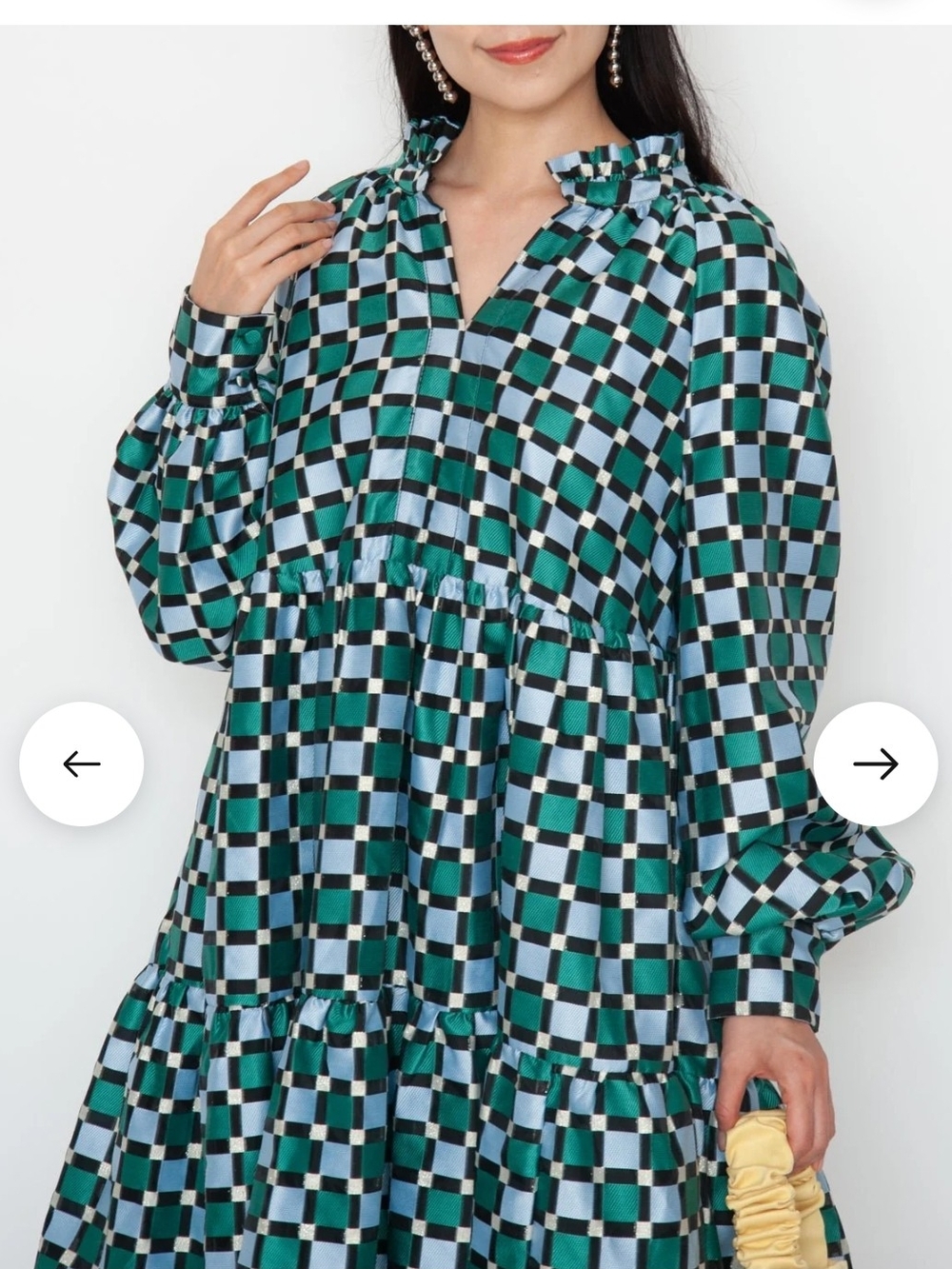 Stine Goya 
Metallic Jacquard Check Dress